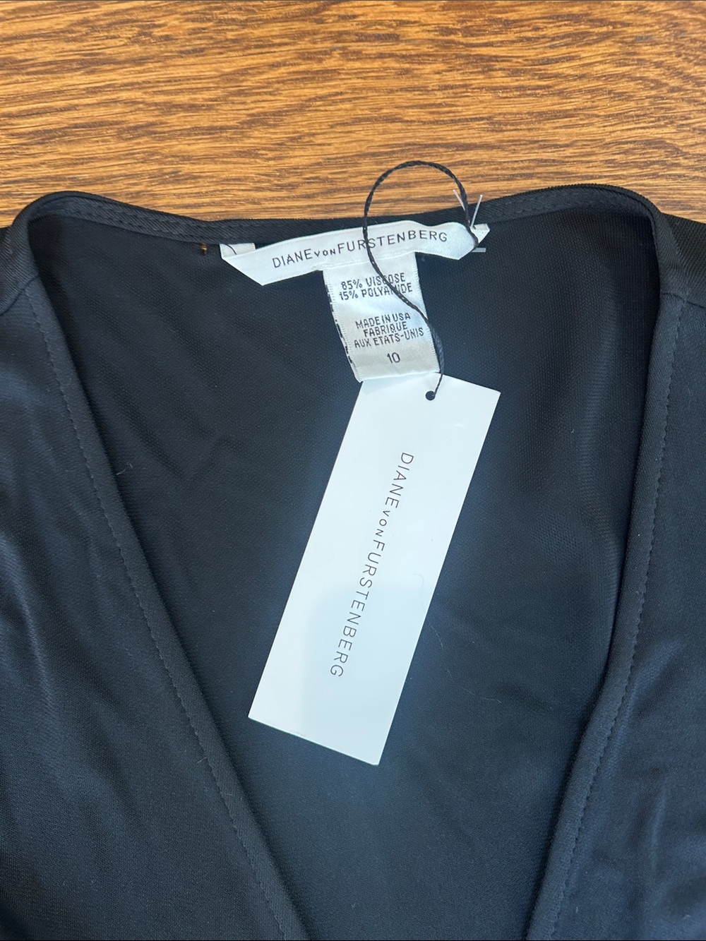 NWT Diane Von Furstenburg Black Julian Wrap Dress 10 - Picture 5 of 8
